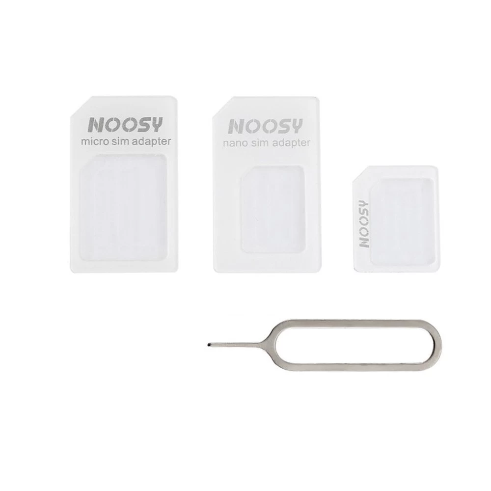 Noosy Nano Micro Sim Kortelės Adapterio Rinkinys + Raktas, Baltas