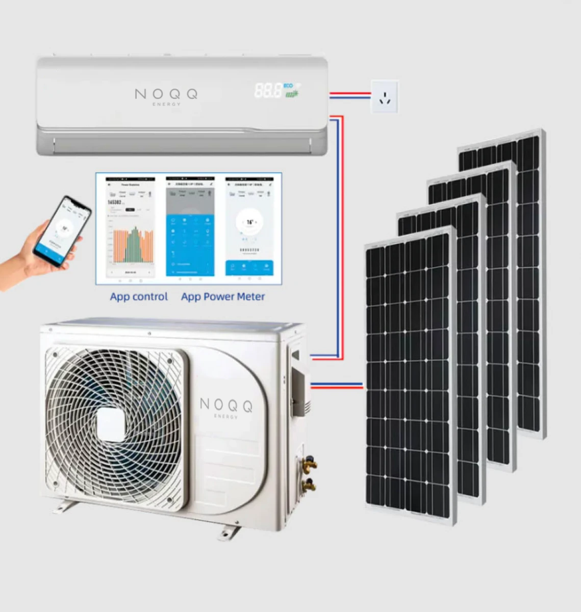 Saulės modulių maitinamas hibridinis šilumos siurblys NOQQ, 5kW