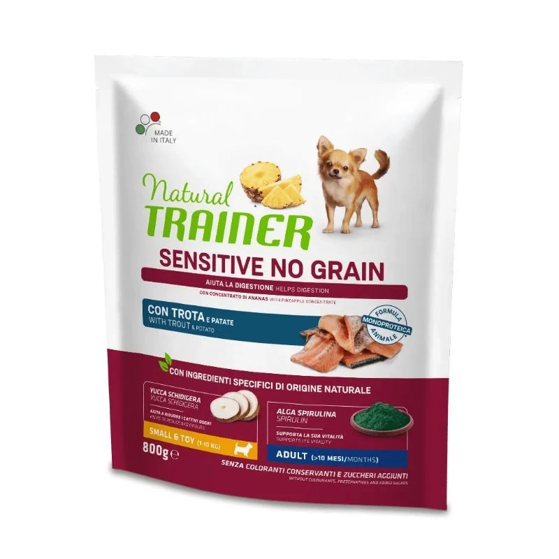 NT ADULT DOG SENSITIVE NO GRAIN Mini TROUT upėtakis 800g, 927774