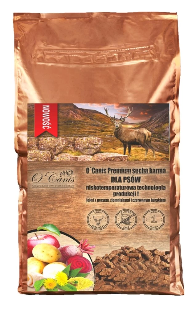 O'CANIS Deer with millet, potatoes, and red beet - dry dog food - 12kg