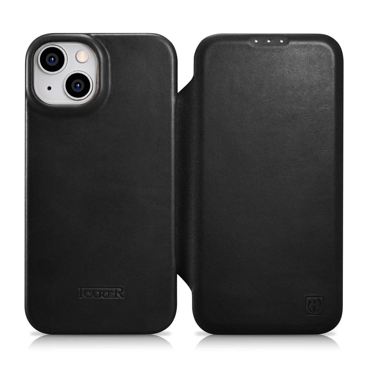 Odinis Dėklas Iphone 14 Plus Su Magnetiniu Atvartu Magsafe Ce Oil Wax Premium Leather Juodas