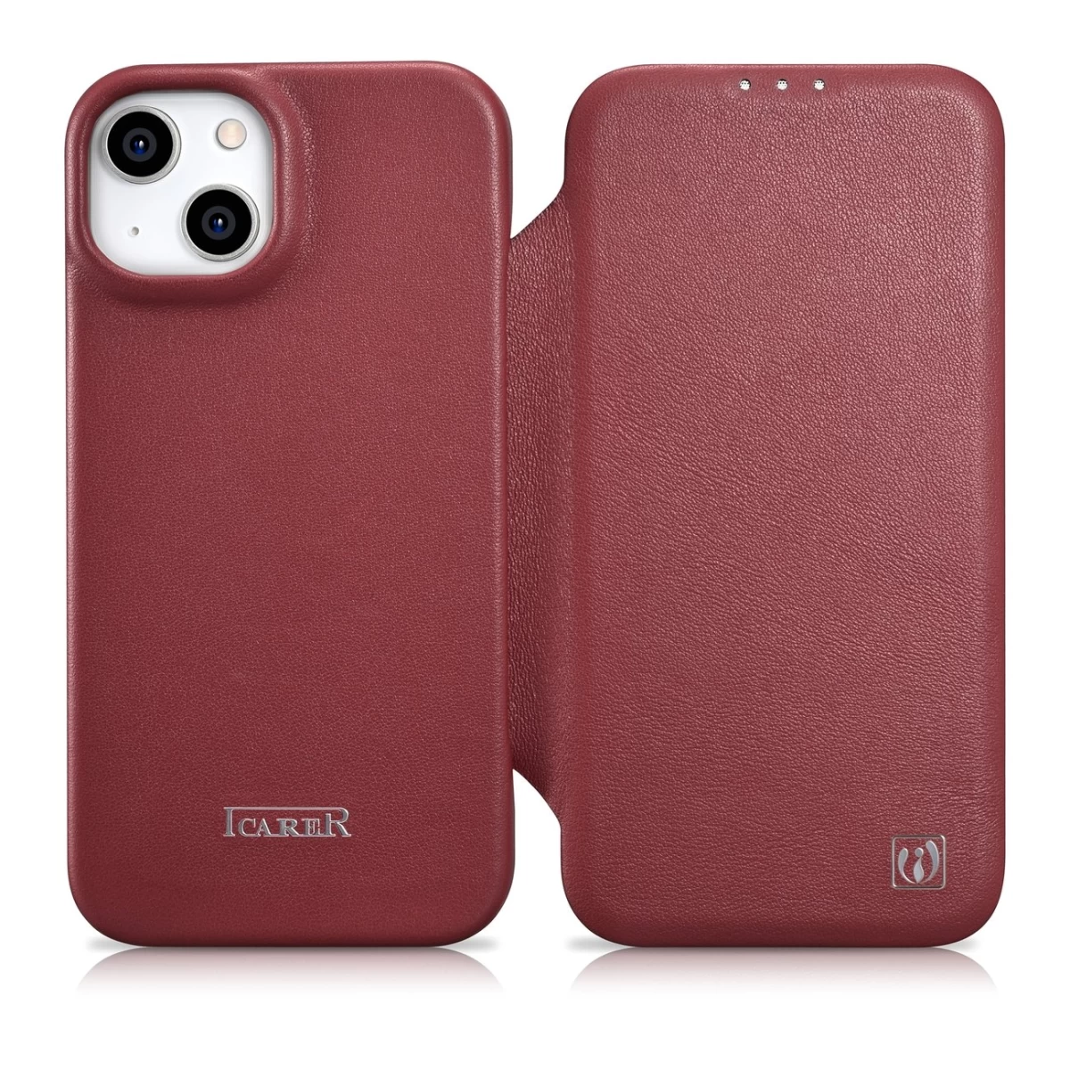 Odinis Dėklas Iphone 14 Plus Su Magnetiniu Atvartu Magsafe Ce Premium Leather Bordo Spalvos