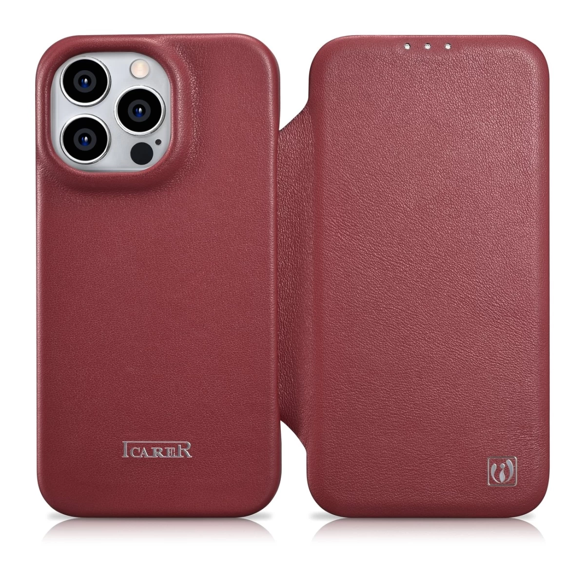 Odinis Dėklas Iphone 14 Pro Max Su Magnetiniu Atvartu Magsafe Ce Premium Leather Bordo Spalvos