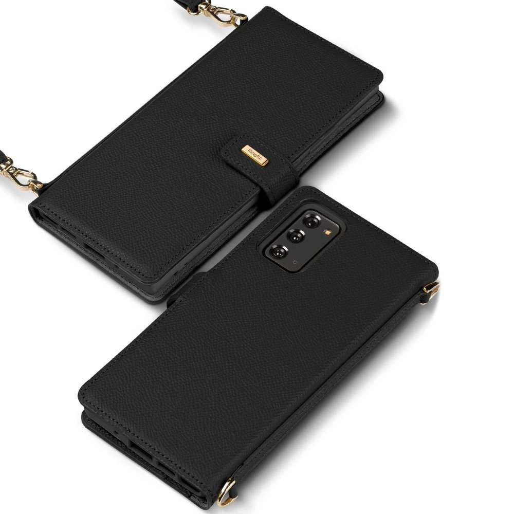 Odinis Dėklas Su Atvartu Ir Dirželiu Per Petį, Skirtas galaxy Note 20, Juodas
