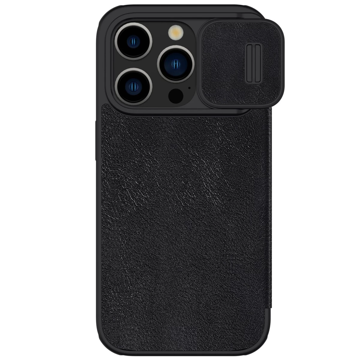 Odinis Dėklas Su Kameros Dangteliu, Skirtas Iphone 15 Pro Max Nillkin Qin Pro Leather - Juodas