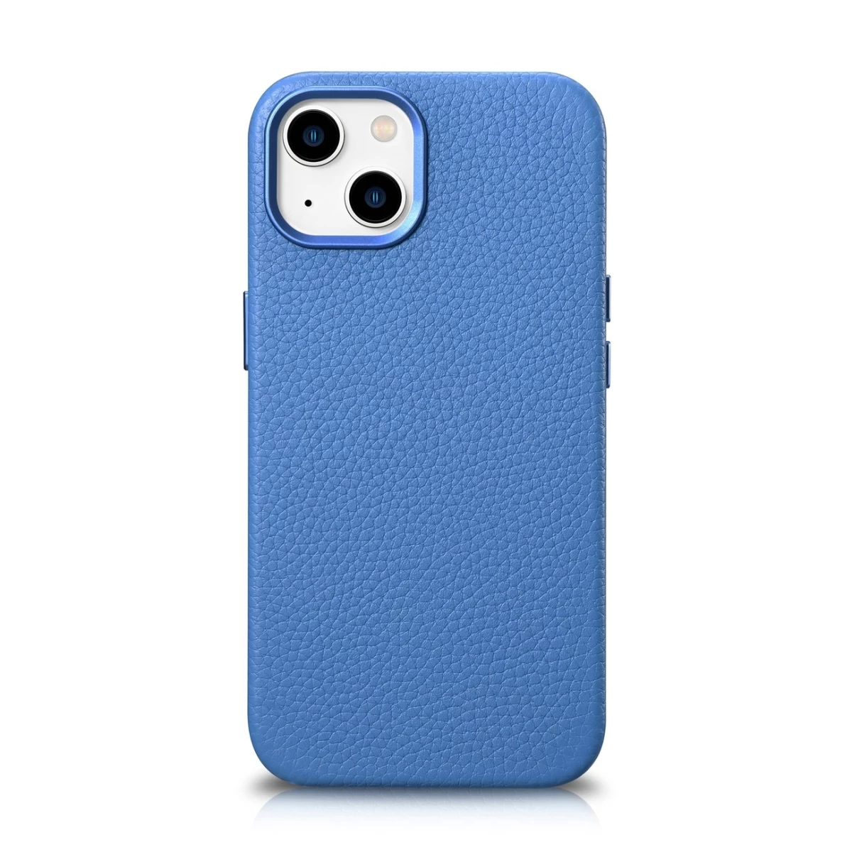 Odinis iphone 14 Plus Magnetinis Dėklas Su Magsafe Litchi Premium Leather Case Blue