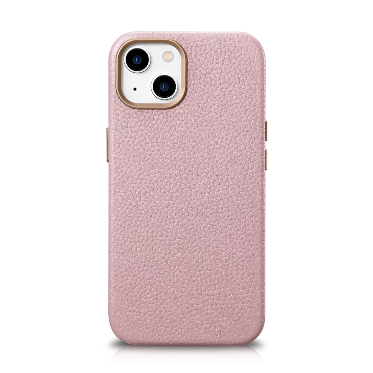 Odinis iphone 14 Plus Magnetinis Dėklas Su magsafe Litchi Premium Leather Case Pink