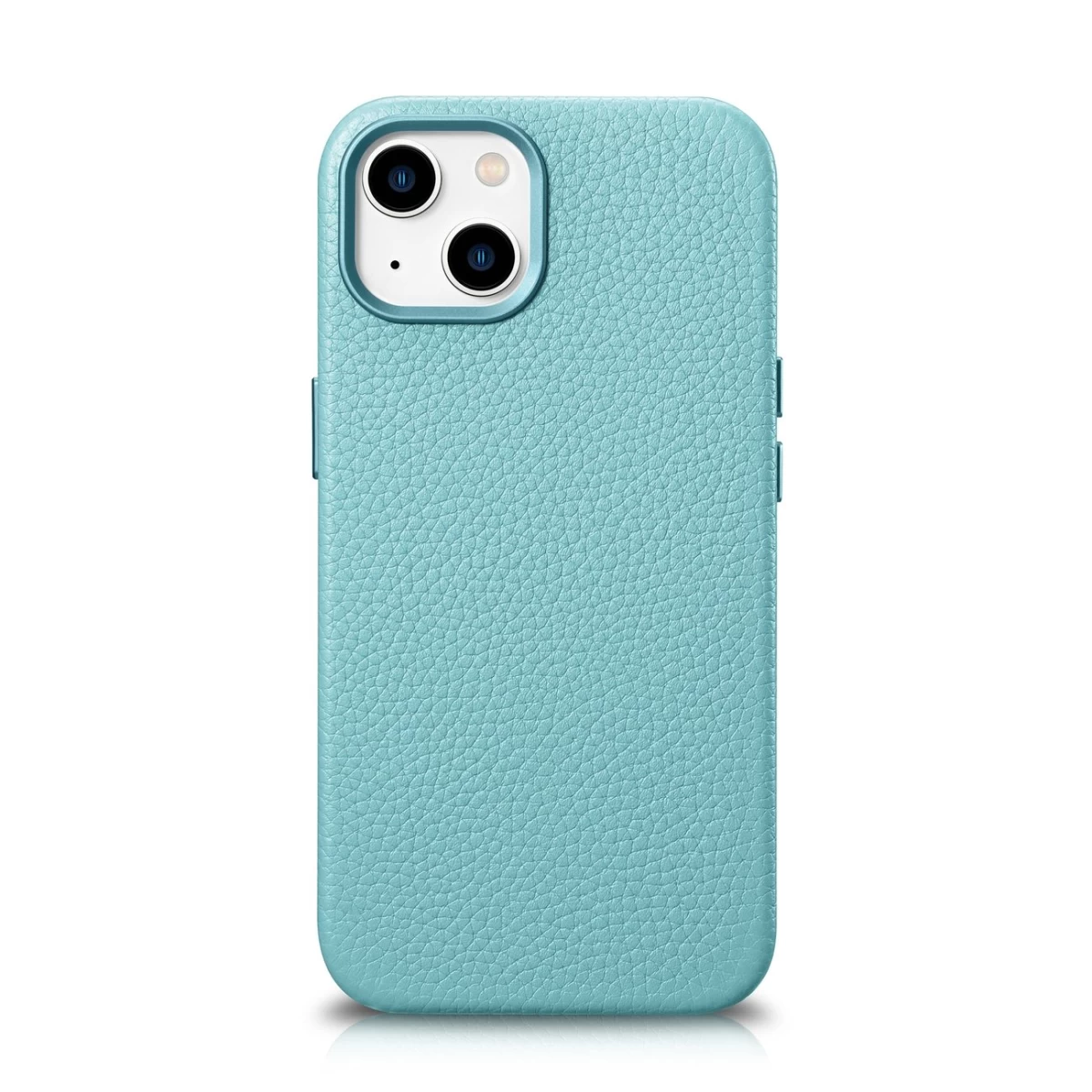 Odinis iphone 14 Plus Magnetinis Dėklas Su Magsafe Litchi Premium Leather Case žalias
