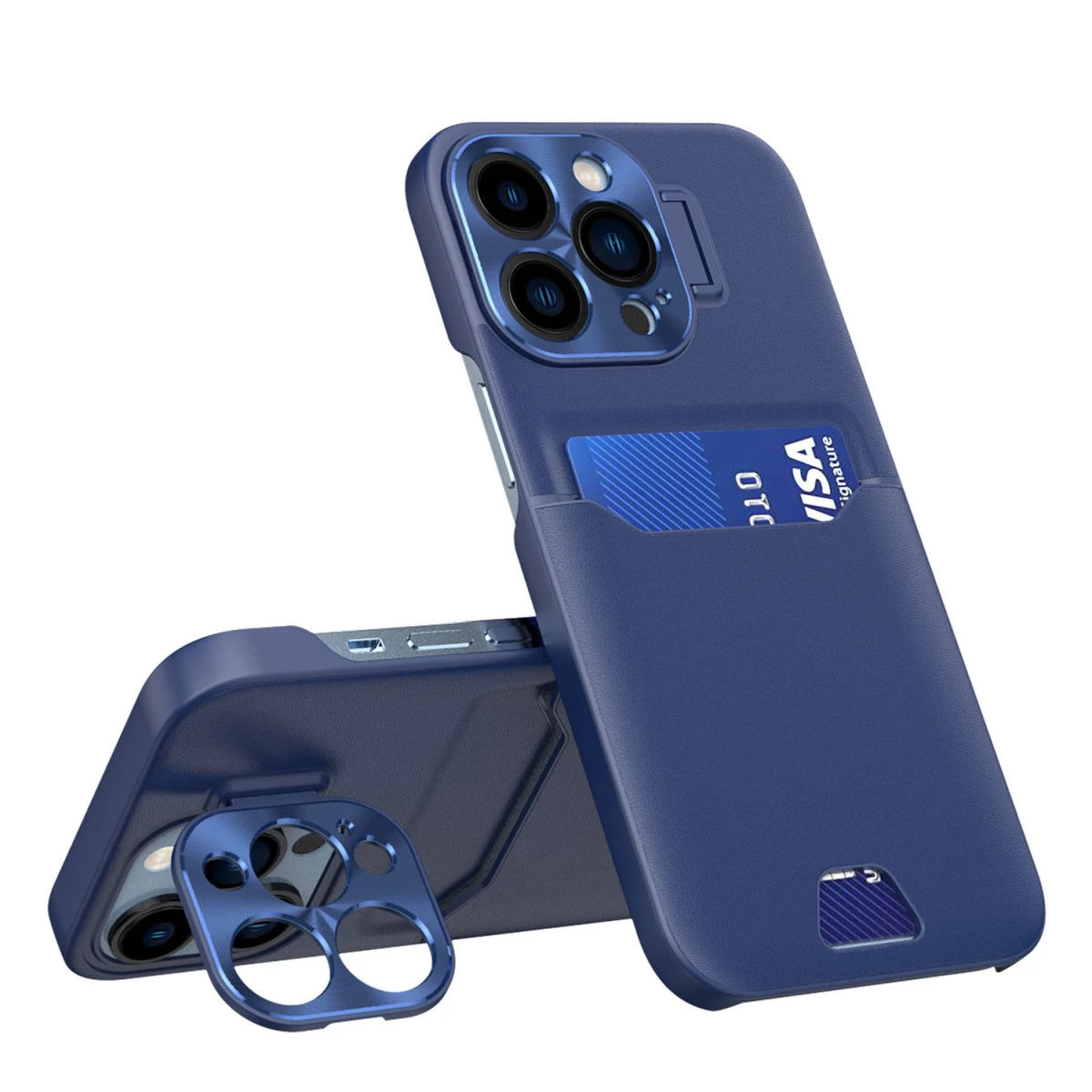 Odinis iphone 14 Pro Max Kortelių Dėklas Su Stovu, Mėlynas