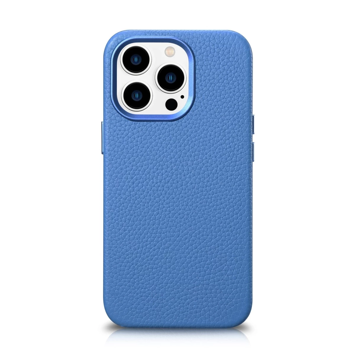 Odinis iphone 14 Pro Max Magnetinis Dėklas Su Magsafe Litchi Premium Leather Case Blue