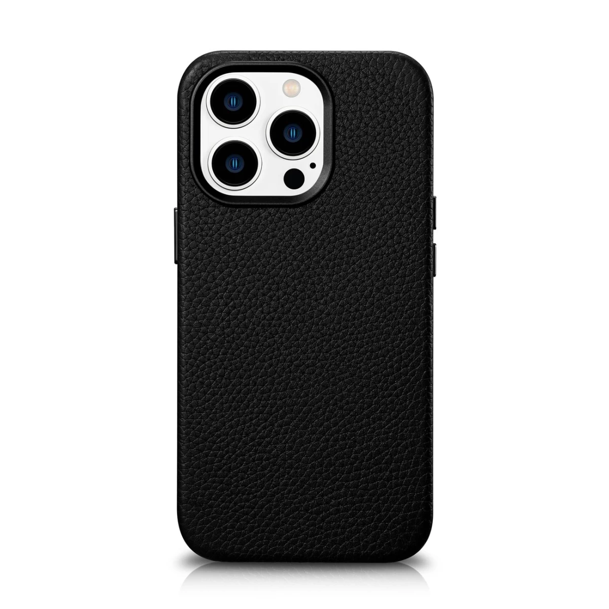 Odinis iphone 14 Pro Max Magnetinis Dėklas Su Magsafe Litchi Premium Leather Case Juodas