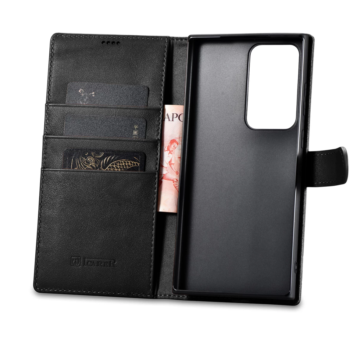 Odinis Piniginės Dėklas Samsung Galaxy S23 Ultra Wallet Case Black