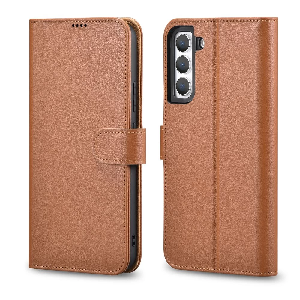 Odinis Piniginės Dėklas, Skirtas Galaxy S22+ Odinis Piniginės Dėklas Rudos Spalvos
