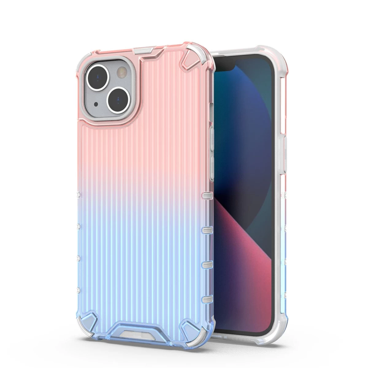 ombre Protect Dėklas iphone 14 Plus Rožinės Ir Mėlynos Spalvos šarvuotas Dėklas