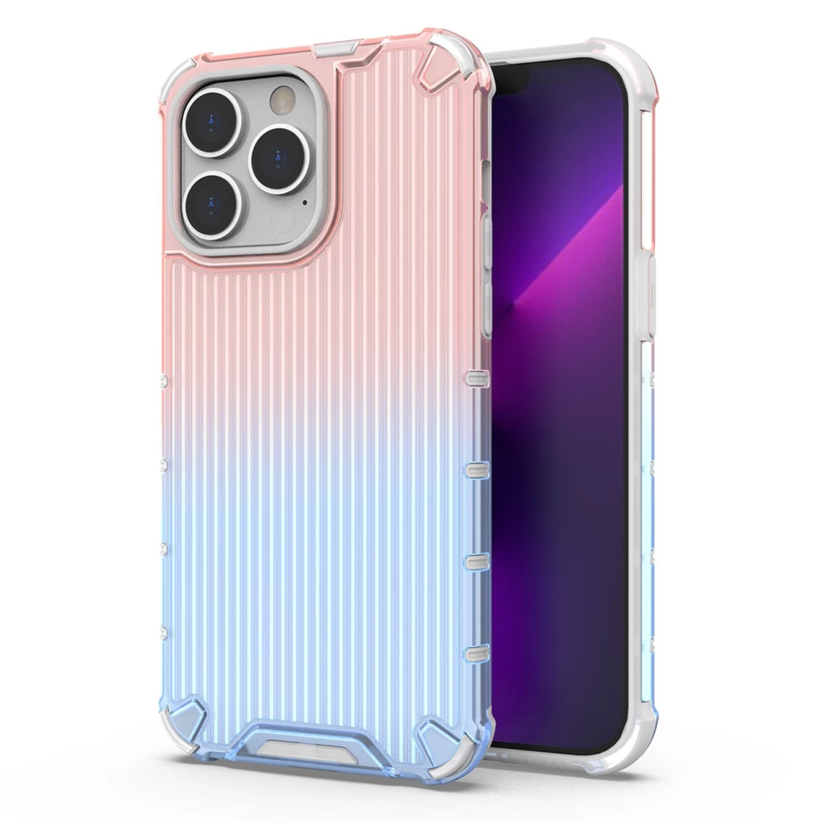 ombre Protect Dėklas Iphone 14 Pro Max šarvuotas Dėklas Rožinės Ir Mėlynos Spalvos