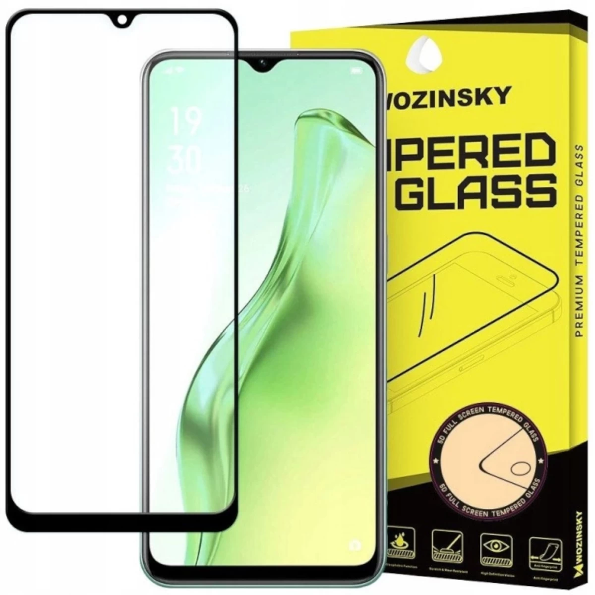 Oppo A31 Full Glue Grūdintas Ekrano Stiklas Su Rėmeliu Juodas