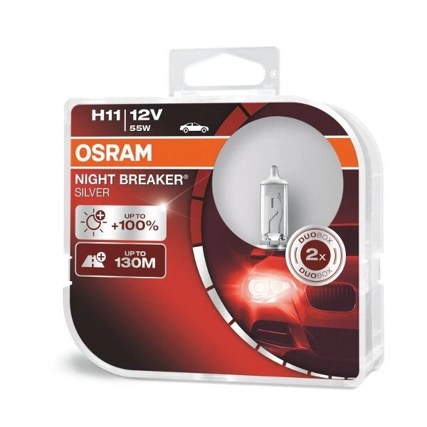 Osram lemputės SILVER +100%, H11, 55W, DUO 64211NBS-HCB Osram lemputės SILVER +100%, H11, 55W, DUO 64211NBS-HCB