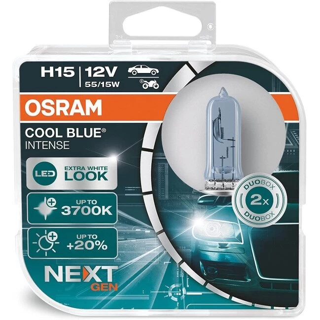Osram lemputės,H15, Cool Blue® Intense NextGeneration, 3700K, 15/5 Osram lemputės,H15, Cool Blue® Intense NextGeneration, 3700K, 15/5