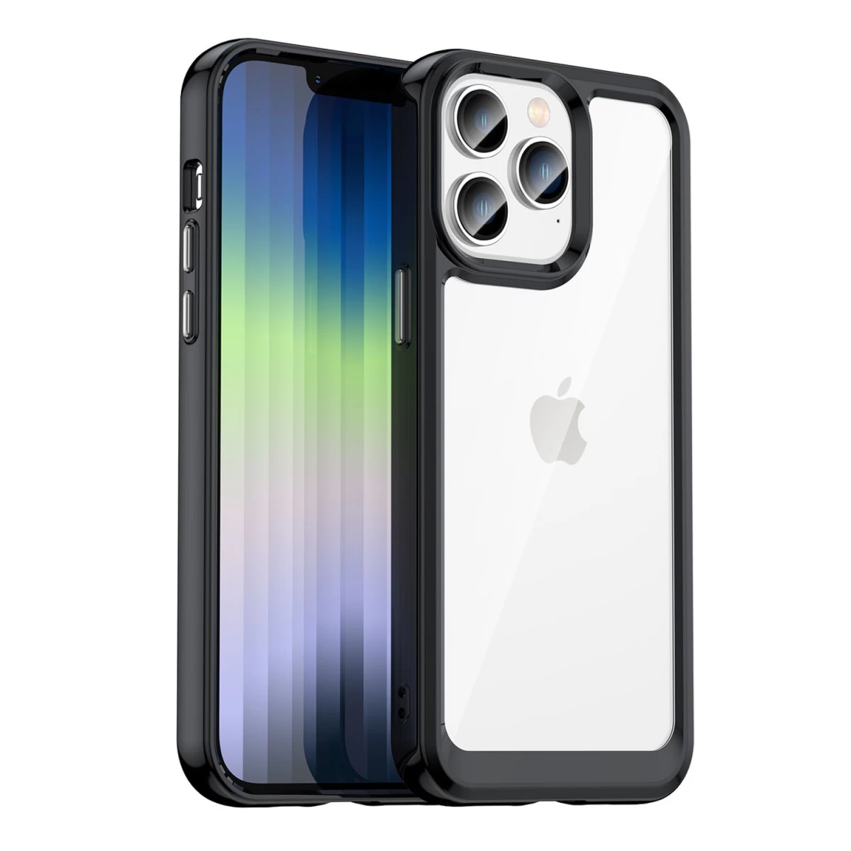 outer Space Dėklas iphone 14 Pro Max Standus Dangtelis Su Geliniu Rėmeliu, Juodas