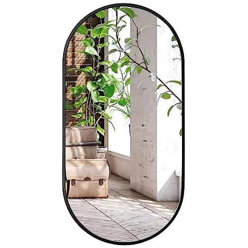 Ovalus Veidrodis 80x40 Cm Juodas Rėmas