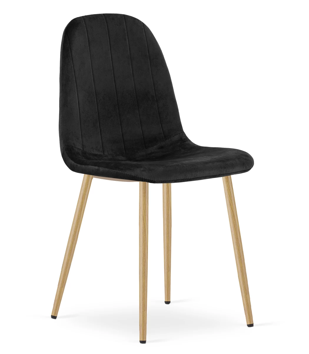 Padva Kėdė - Juodas Aksomas / ąžuolinės Kojos X 1