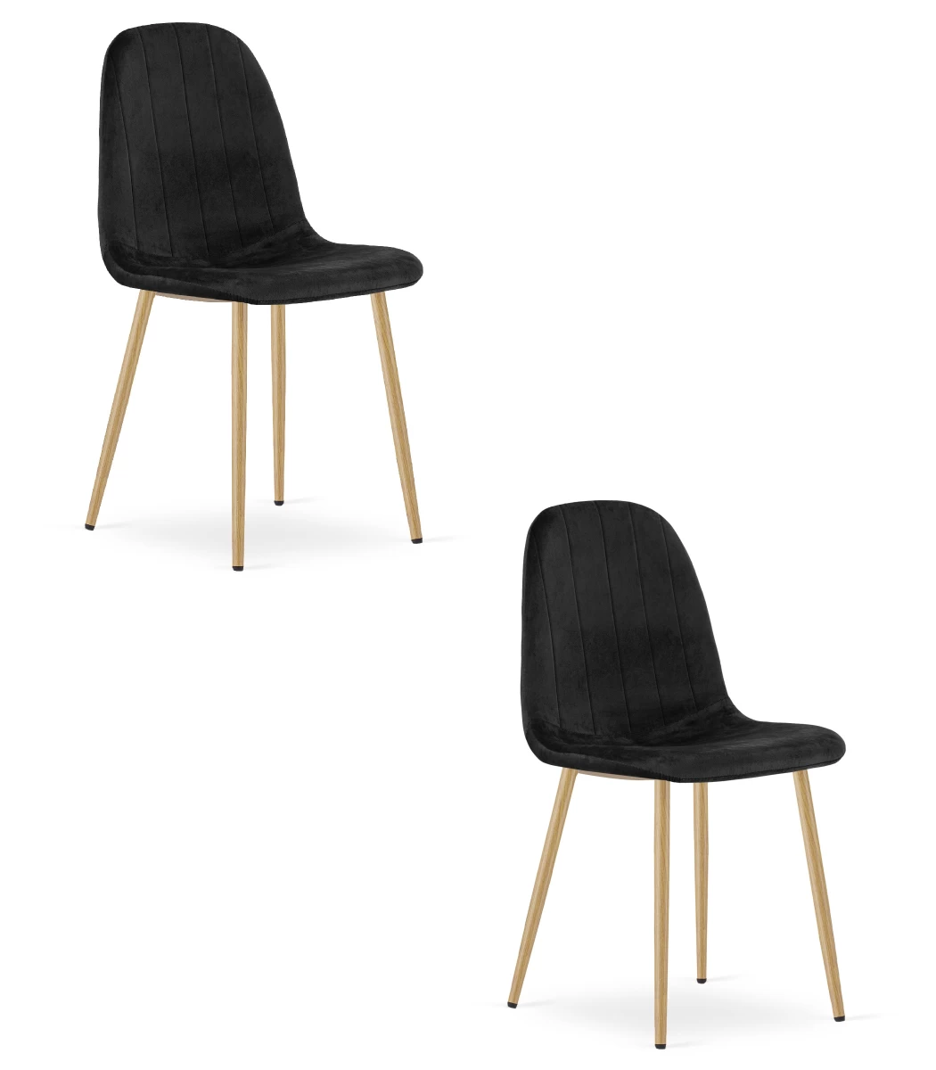 Padva Kėdė - Juodas Aksomas / ąžuolinės Kojos X 2