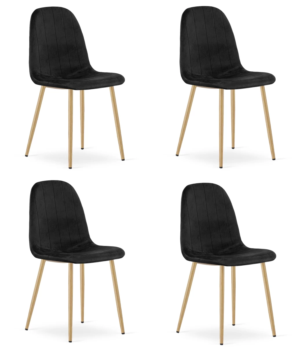 Padva Kėdė - Juodas Aksomas / ąžuolinės Kojos X 4