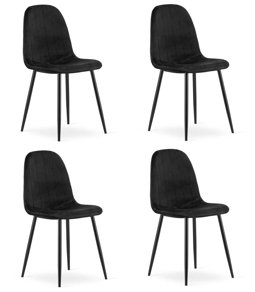 Padva Kėdė - Juodas Aksomas / Juodos Kojos X 4