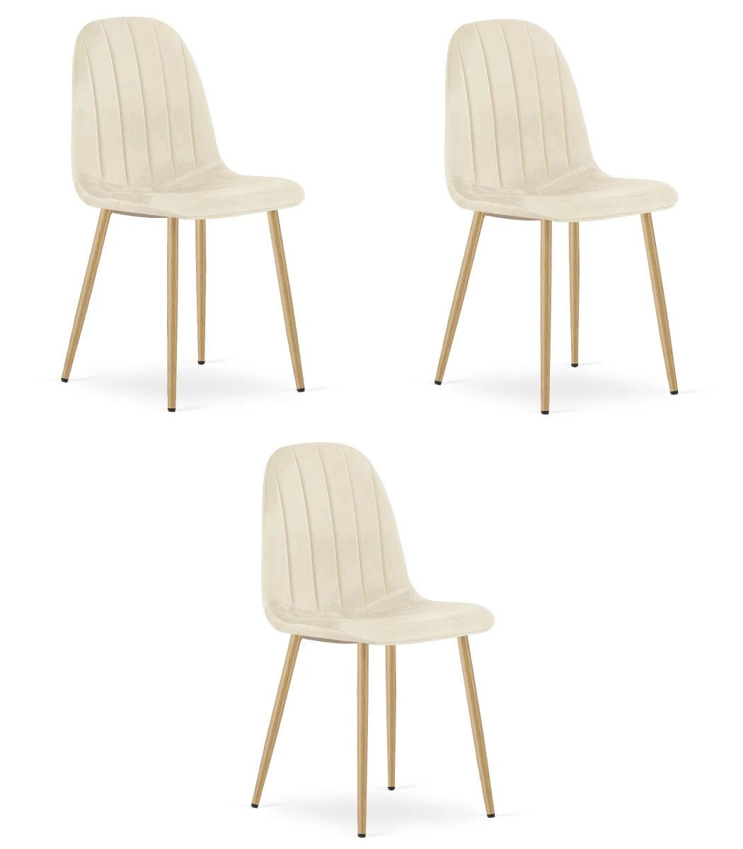 Padva Kėdė - šviesiai Smėlio Spalvos Aksomas / ąžuolinės Kojos X 3