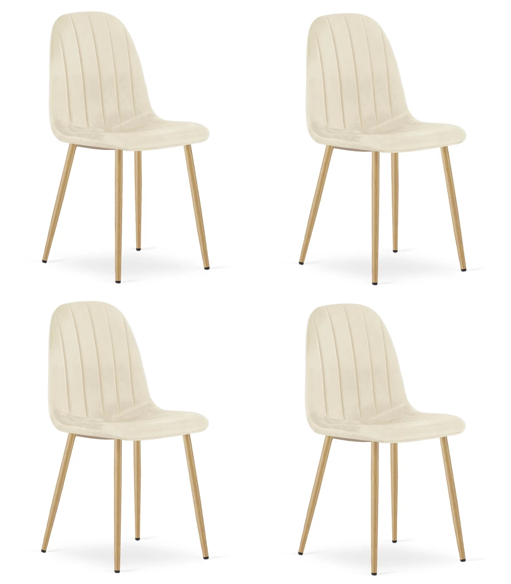 Padva Kėdė - šviesiai Smėlio Spalvos Aksomas / ąžuolinės Kojos X 4