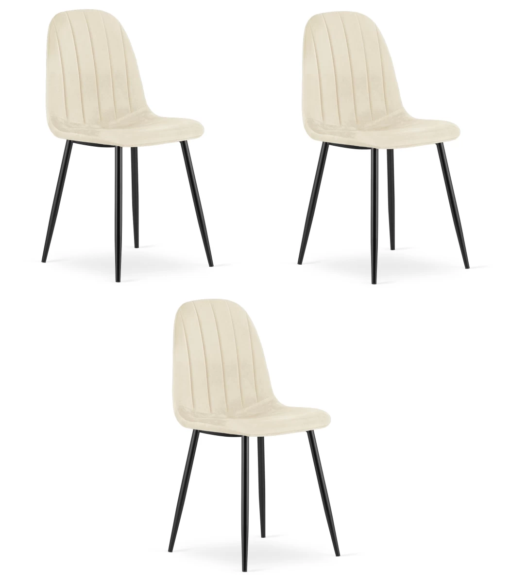 Padva Kėdė - šviesiai Smėlio Spalvos Aksomas / Juodos Kojos X 3