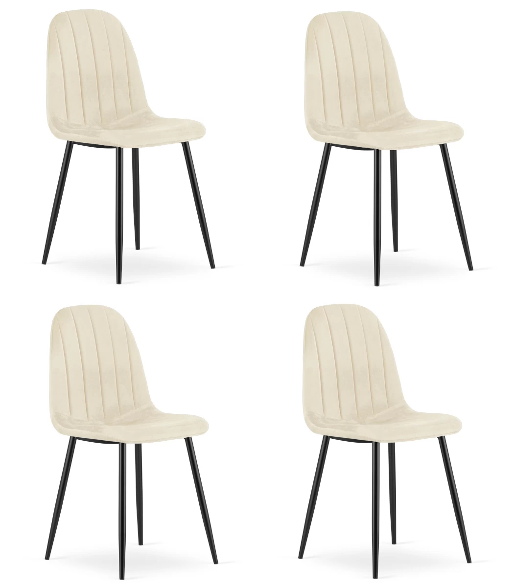 Padva Kėdė - šviesiai Smėlio Spalvos Aksomas / Juodos Kojos X 4