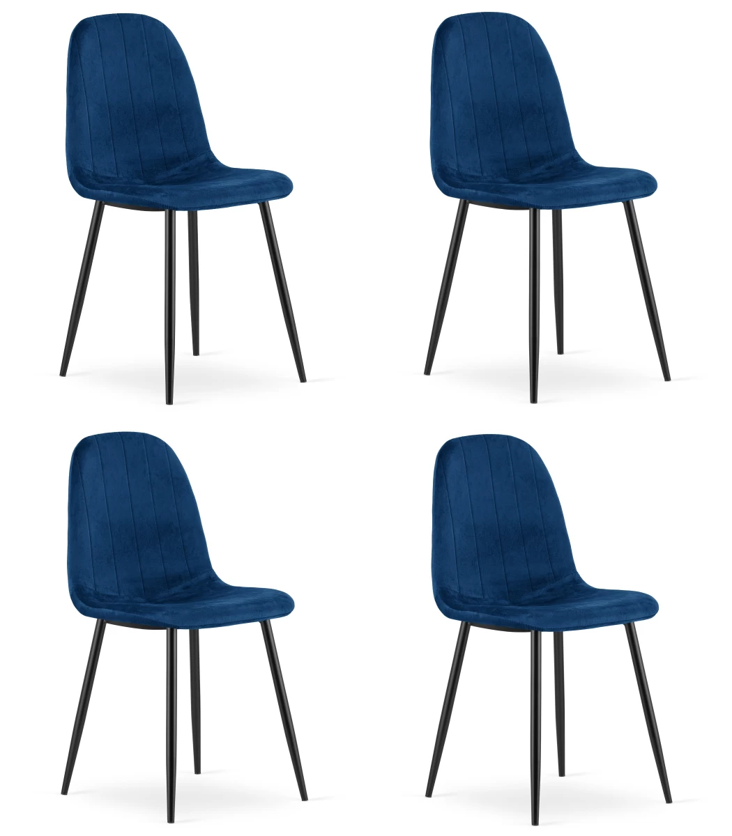 Padva Kėdė - Tamsiai Mėlynas Aksomas / Juodos Kojos X 4