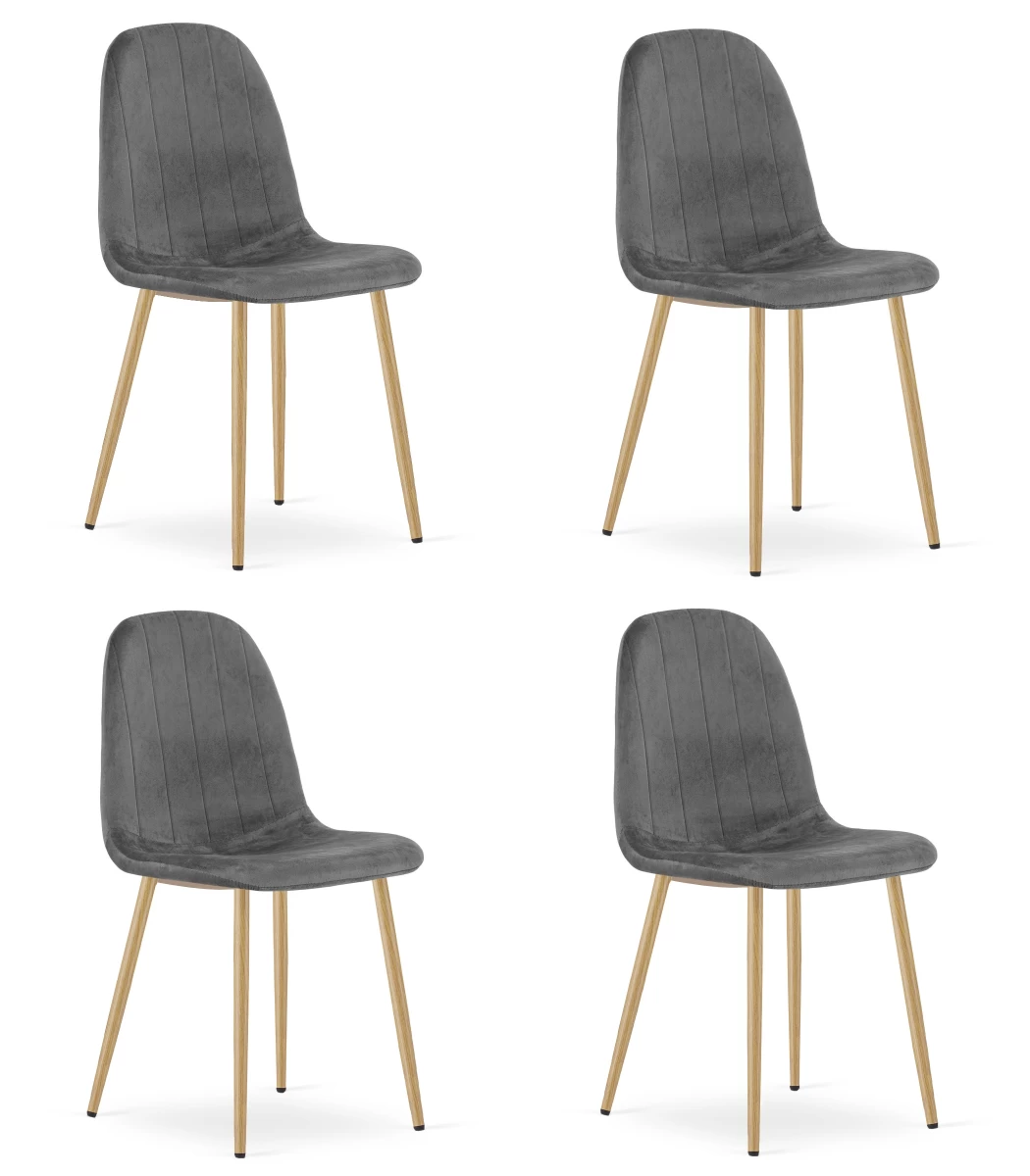 Padva Kėdė - Tamsiai Pilkas Aksomas / ąžuolo Kojos X 4