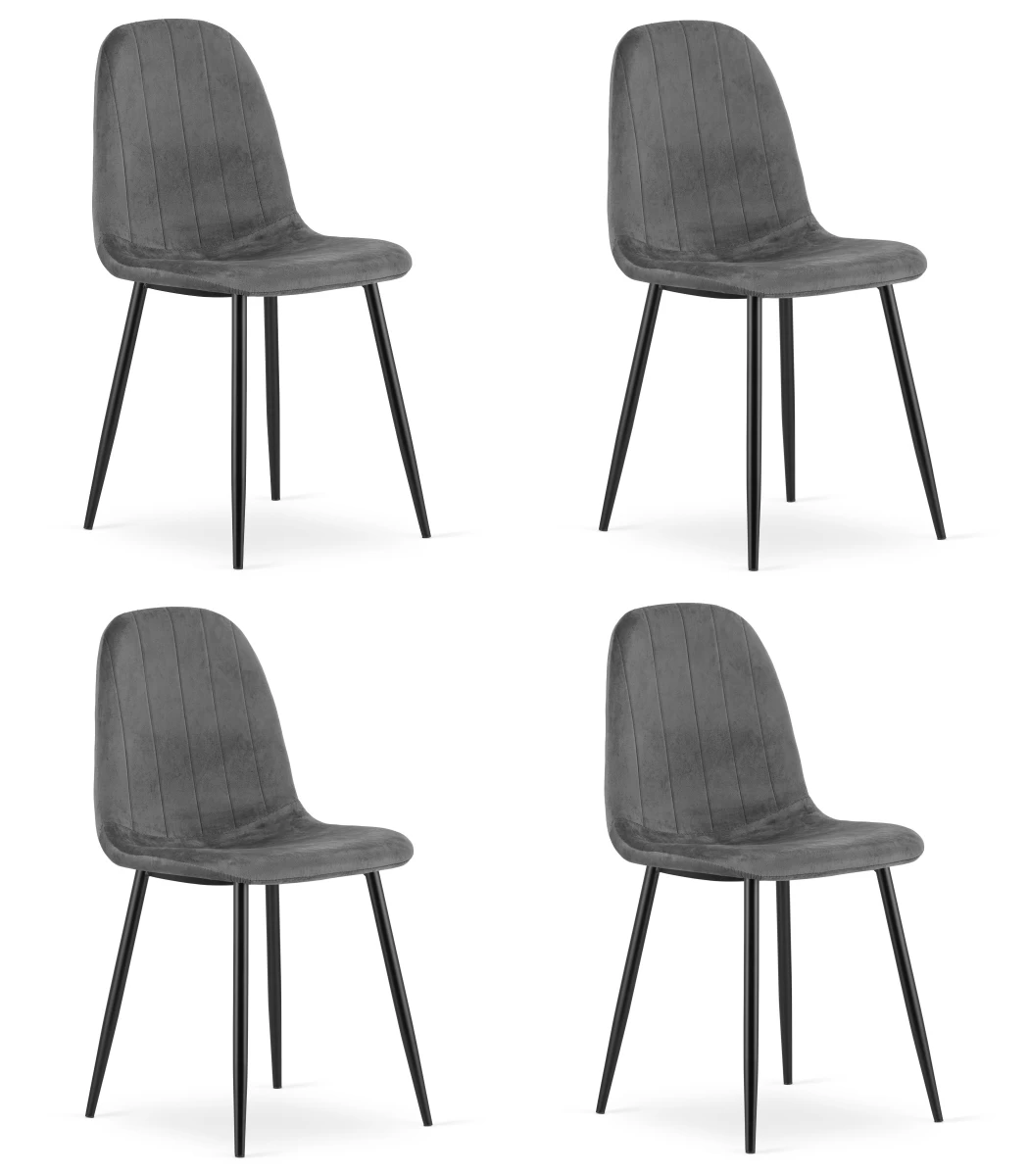 Padva Kėdė - Tamsiai Pilkas Aksomas / Juodos Kojos X 4