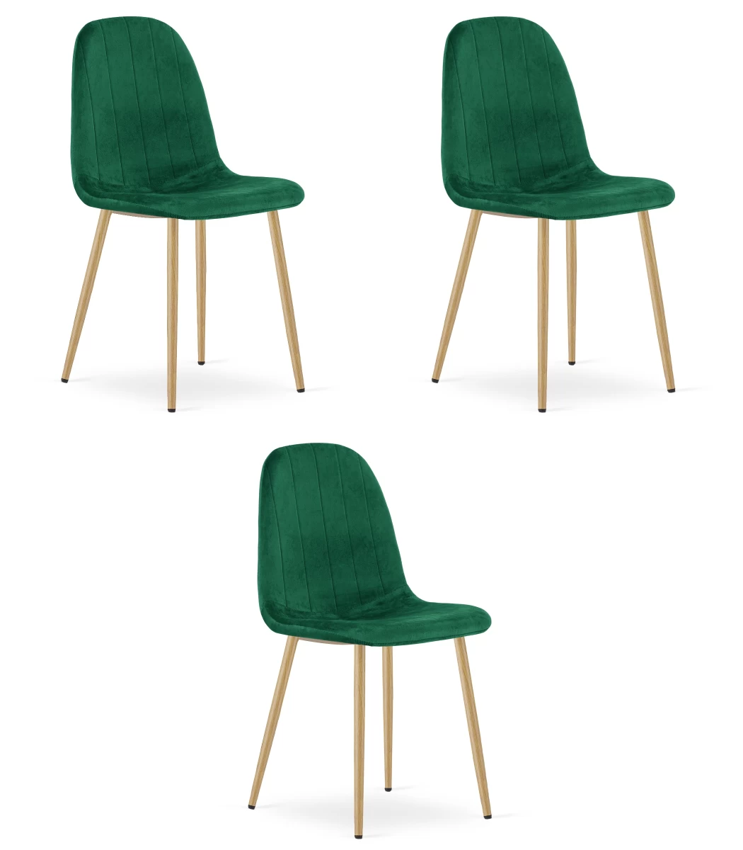 Padva Kėdė - žalias Aksomas / ąžuolinės Kojos X 3