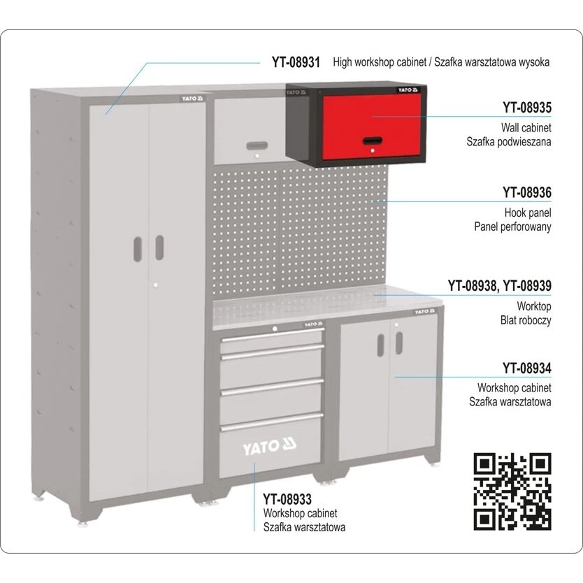 Pakabinama spintelė dirbtuvėms YATO YT-08935 | 660x305x410mm