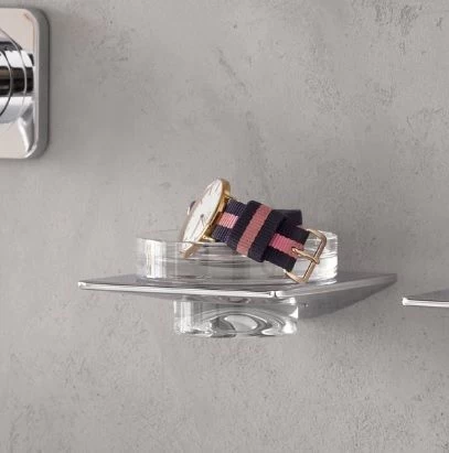 Pakabinama stiklinė muilinė su laikikliu Emco ART chromas 163000101