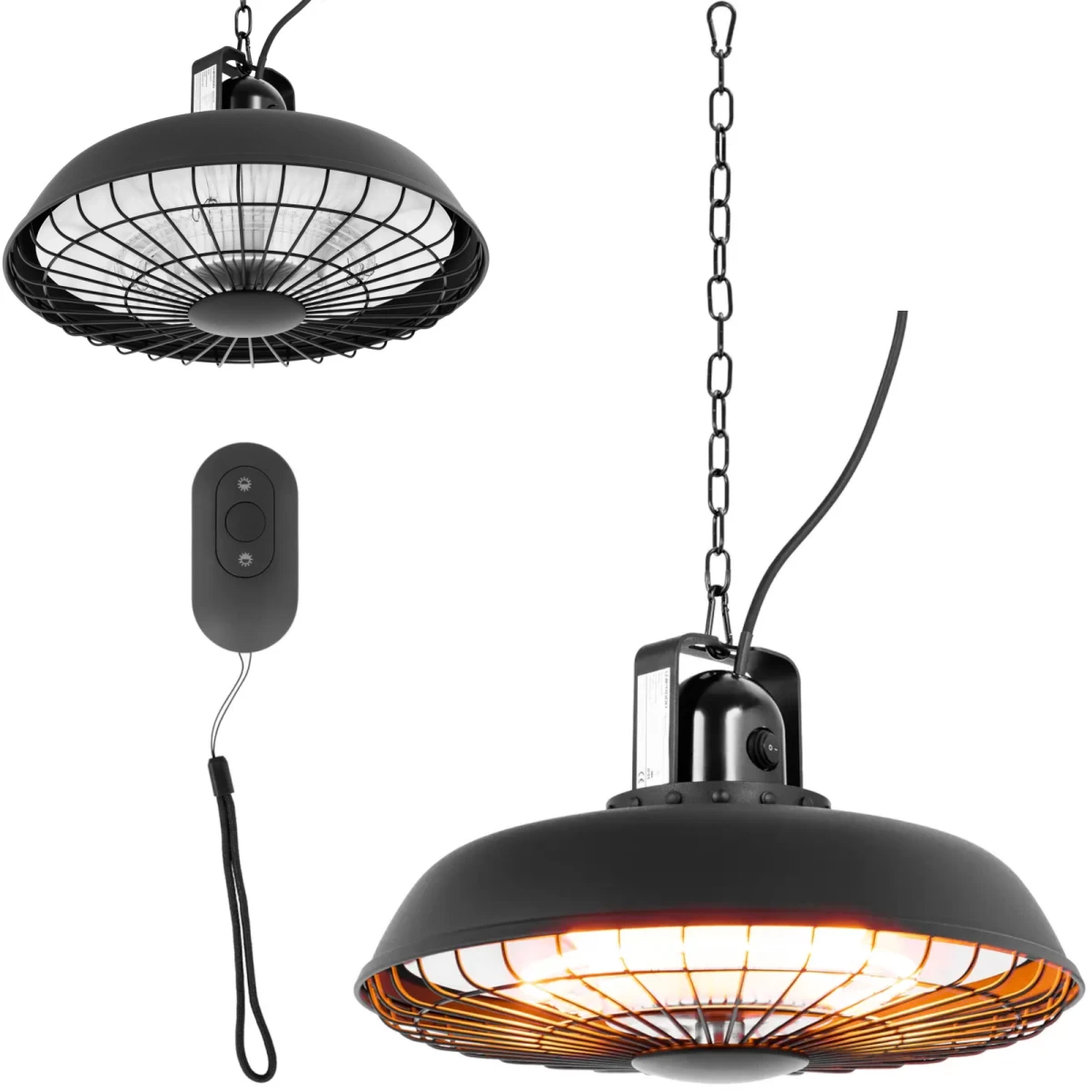 Pakabinamas Infraraudonųjų Spindulių Kiemo šildytuvas Su Nuotolinio Valdymo Pulteliu 600/1200/1800 W Pakabinamas Infraraudonųjų Spindulių Kiemo šildytuvas Su Nuotolinio Valdymo Pulteliu 600/1200/1800 W