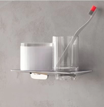 Pakabinamas skysto muilo dozatorius su stikline Emco ART chromas, 163100102