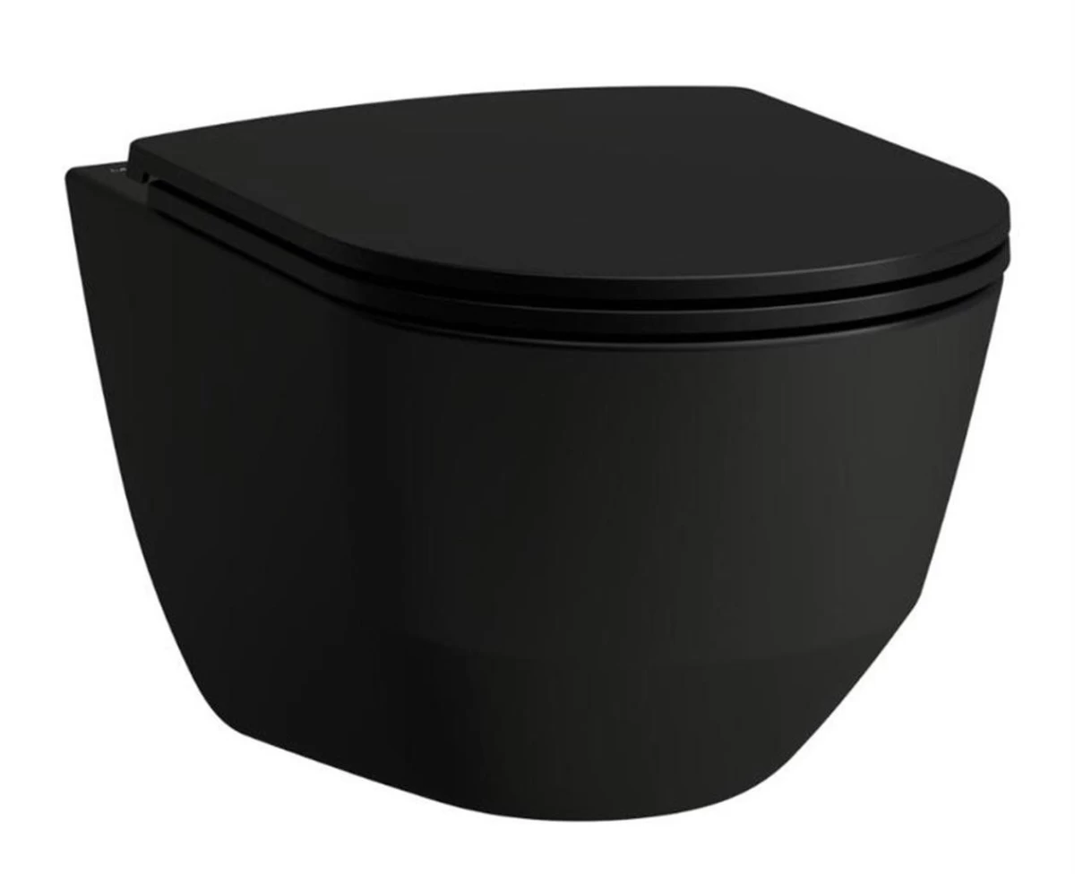 Pakabinamas unitazas Laufen Pro New Rimless su SC Slim dangčiu, juodas matinis, H8669577160001