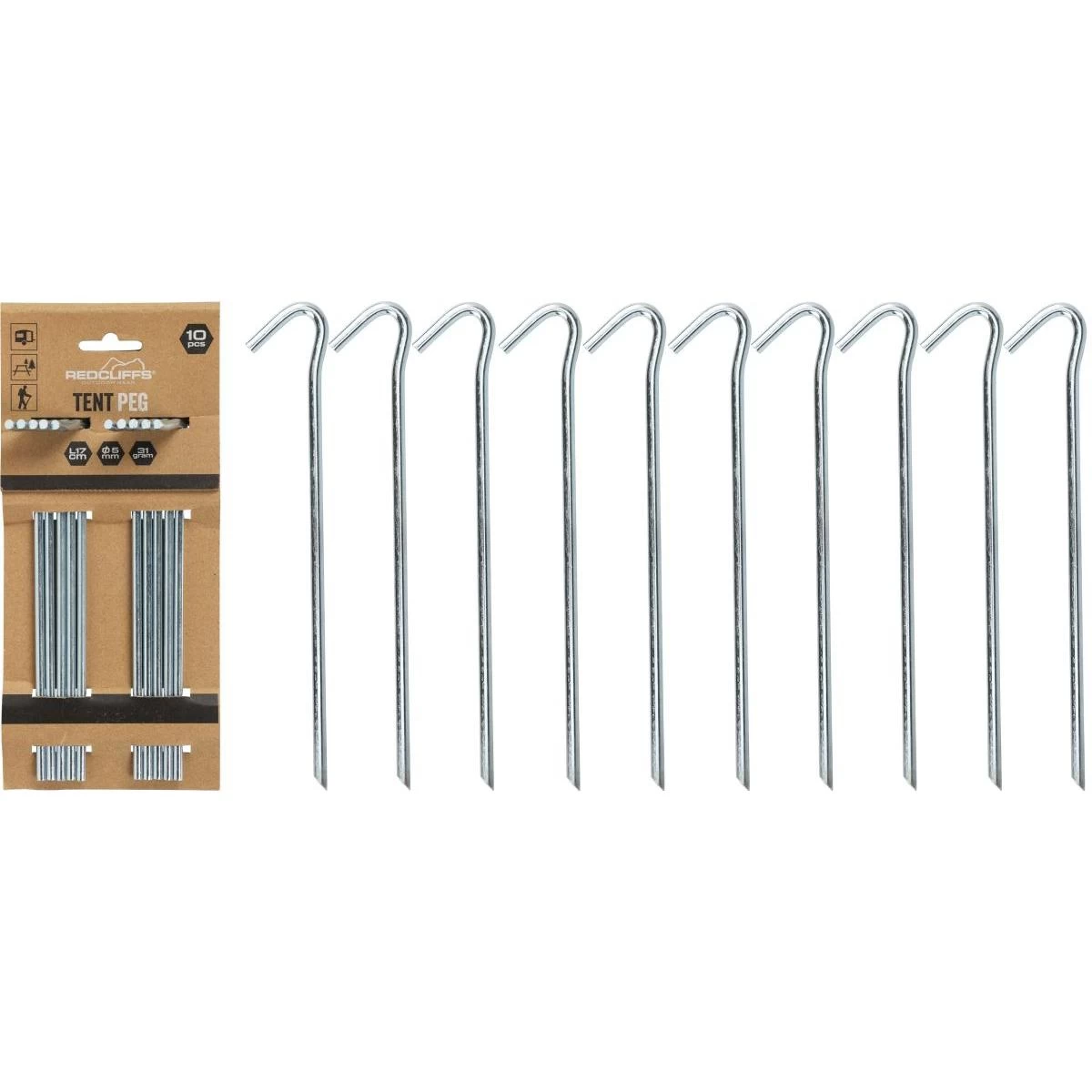 Palapinės Smeigtukai 17cm Kpl 10vnt. Metaliniai Redcliffs