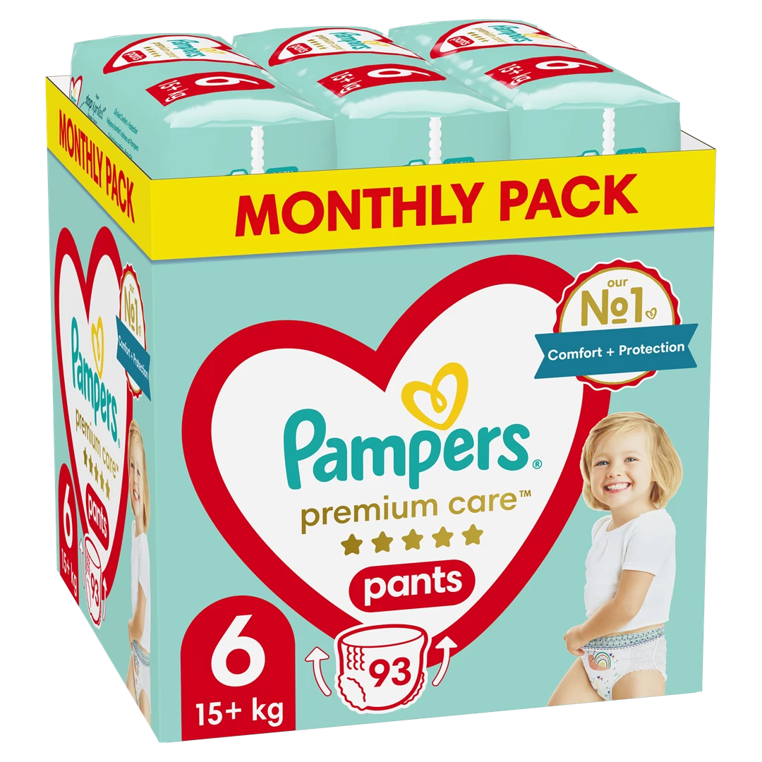 PAMPERS Premium Pants nappies Size 6, 15-25kg, 93pcs