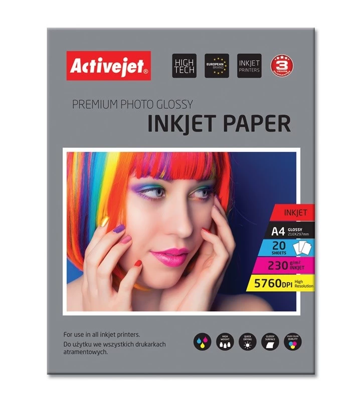 Paper glossy Activejet AP4-230G20 (A4; 20 pcs)