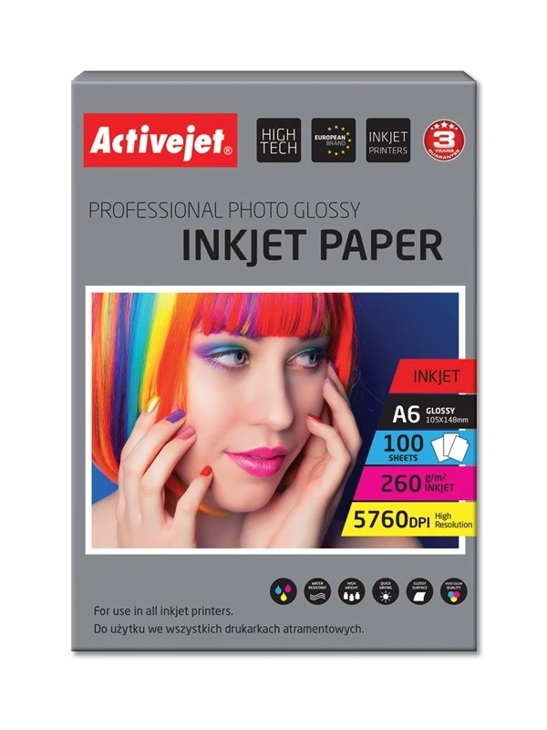 Paper glossy Activejet AP6-260GR100 (A6; 100 pcs) Paper glossy Activejet AP6-260GR100 (A6; 100 pcs)