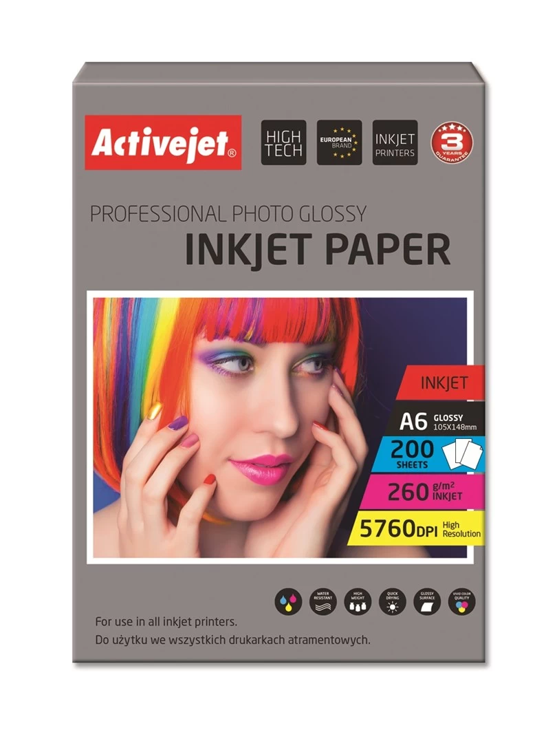 Paper photo Activejet AP6-260GR200 (A6; 200 pcs)