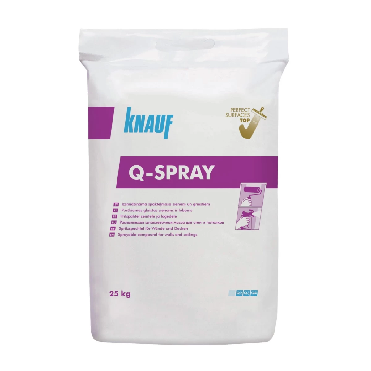 Paruoštas naudoti purškiamas glaistas KNAUF Q-Spray, 25kg