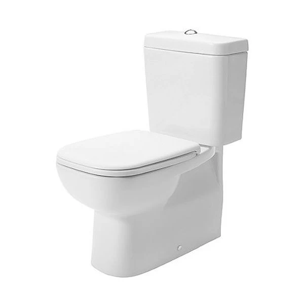 Pastatomas klozetas Duravit D-Code su bakeliu ir dangčiu soft close, baltas