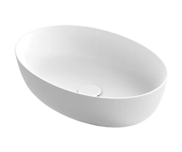 Pastatomas Xonyx™ lieto akmens praustuvas Balteco NEO E 54x38x14 cm, baltas matinis