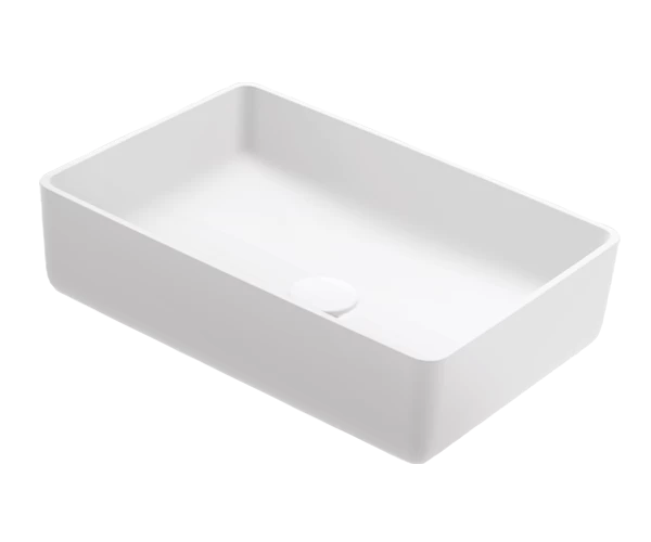 Pastatomas Xonyx™ lieto akmens praustuvas Balteco NEO Q 50x35x13 cm, baltas matinis